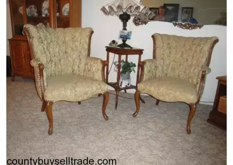 VINTAGE 1960's WING BACK FRENCH PROVINCIAL CHAIRS